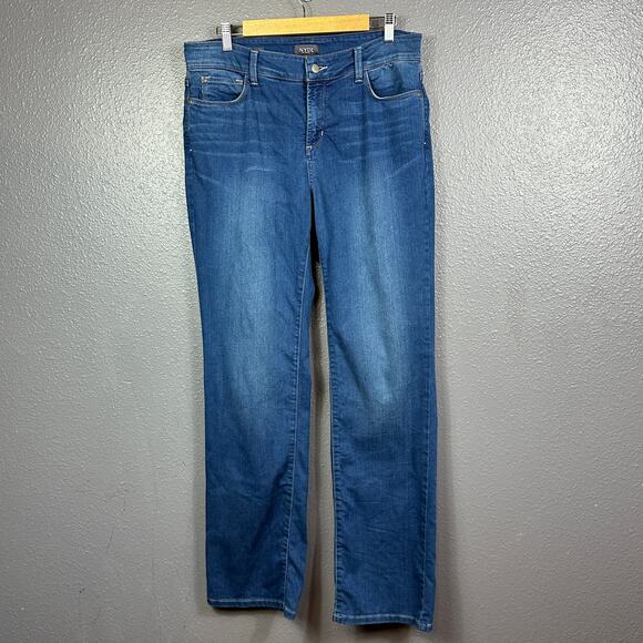 NYDJ Marilyn Straight Jeans Womens 12 Medium Wash Blue Stretch - Picture 1 of 5